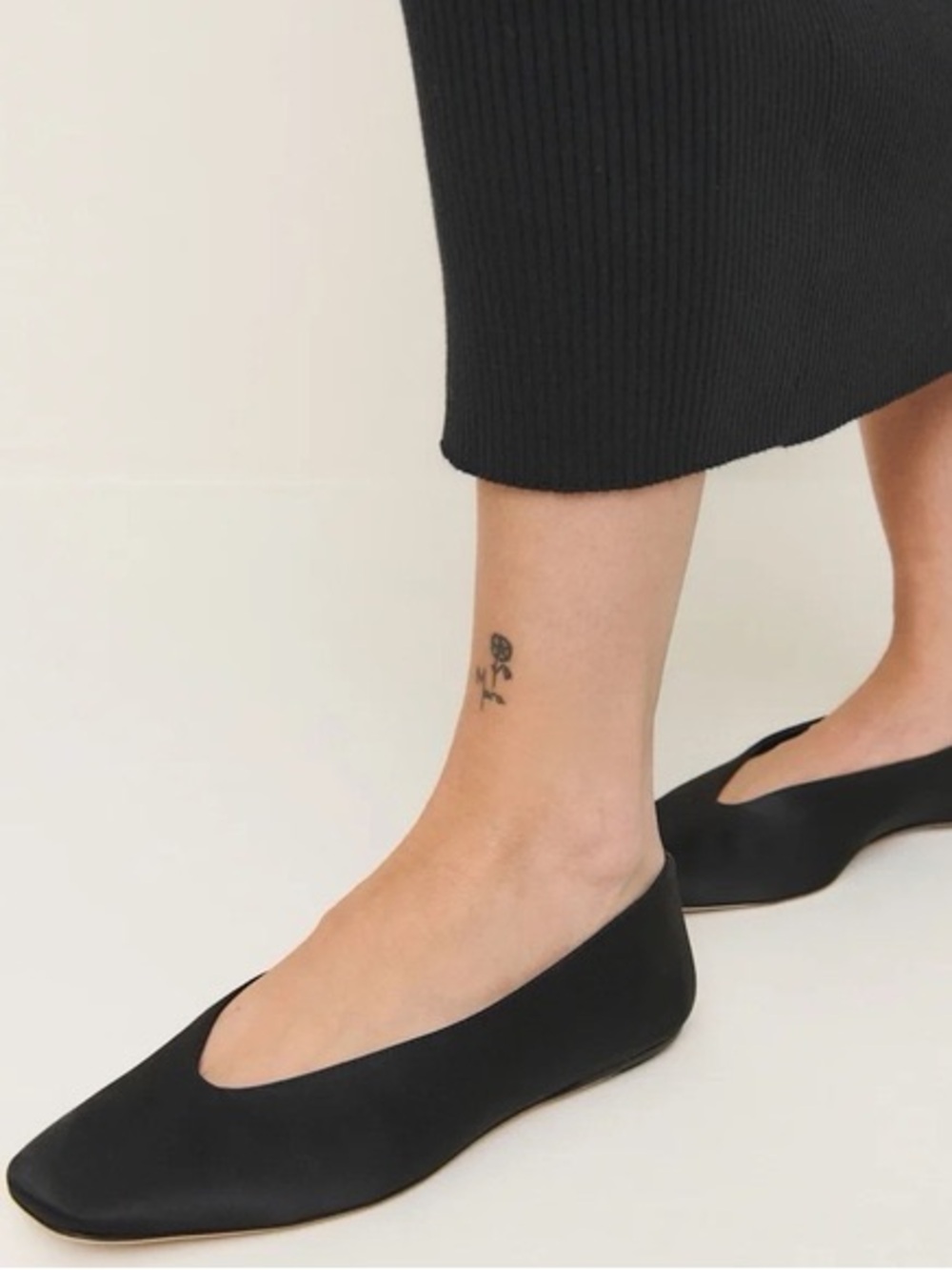 Reformation Prudence ballet flat in black satin